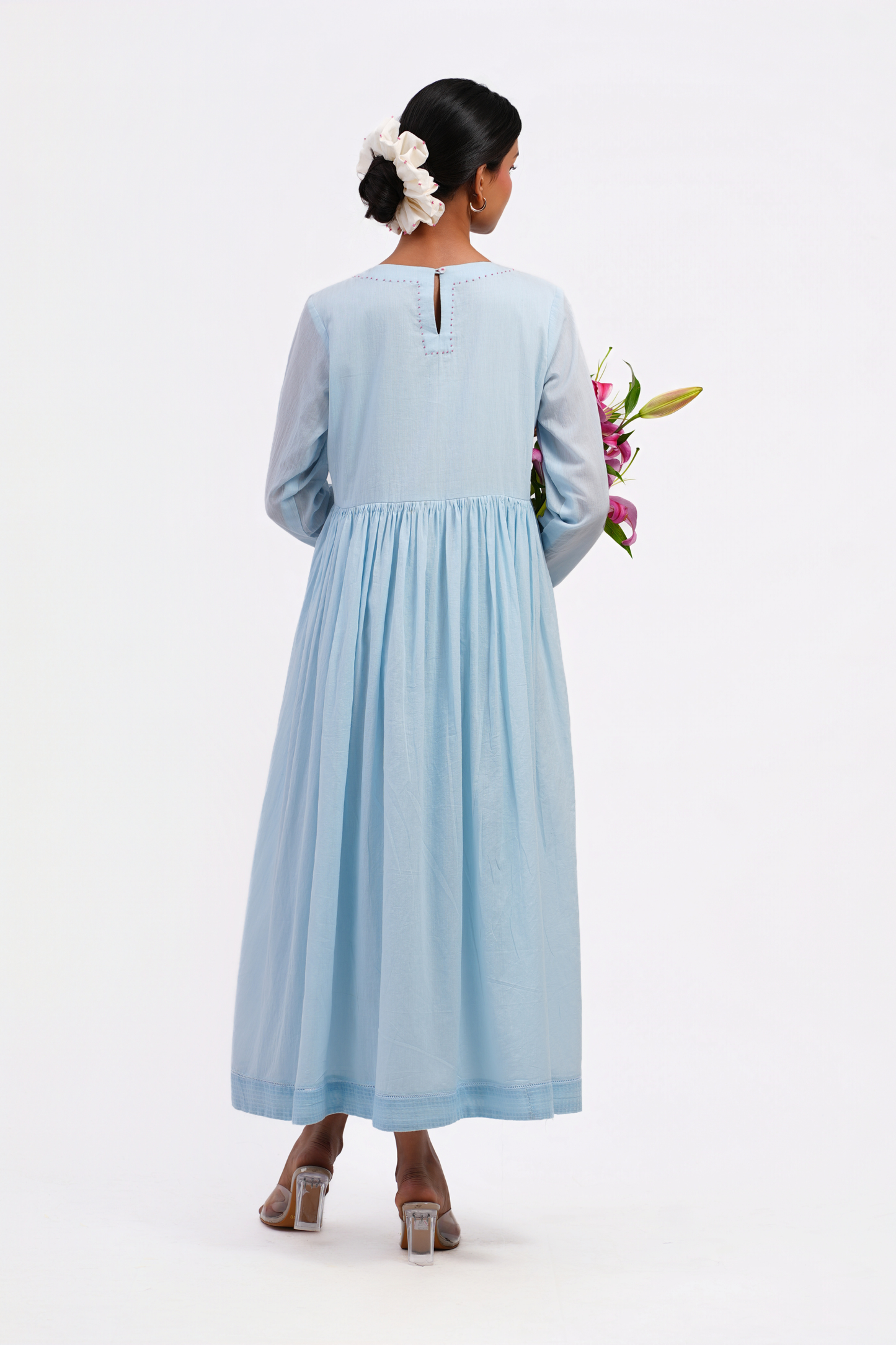 Snowdrop Pure Mulmul Dress (Blue)