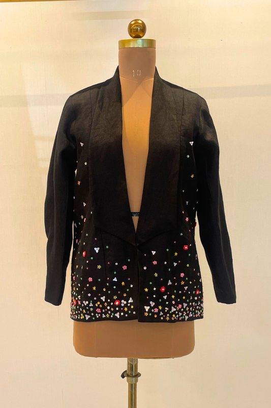 Black Pure Linen Jacket