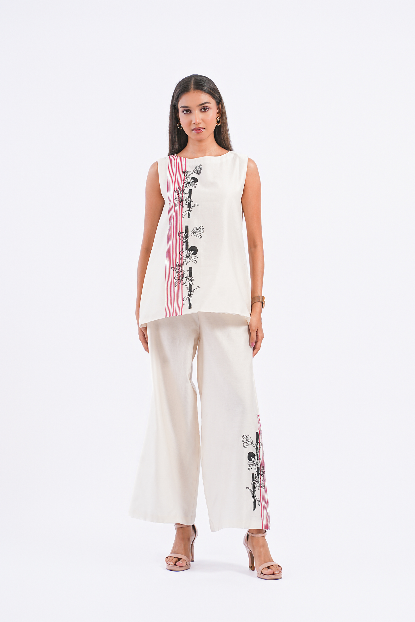 Footnote Handloom Chanderi Co-Ord Set (Ivory)