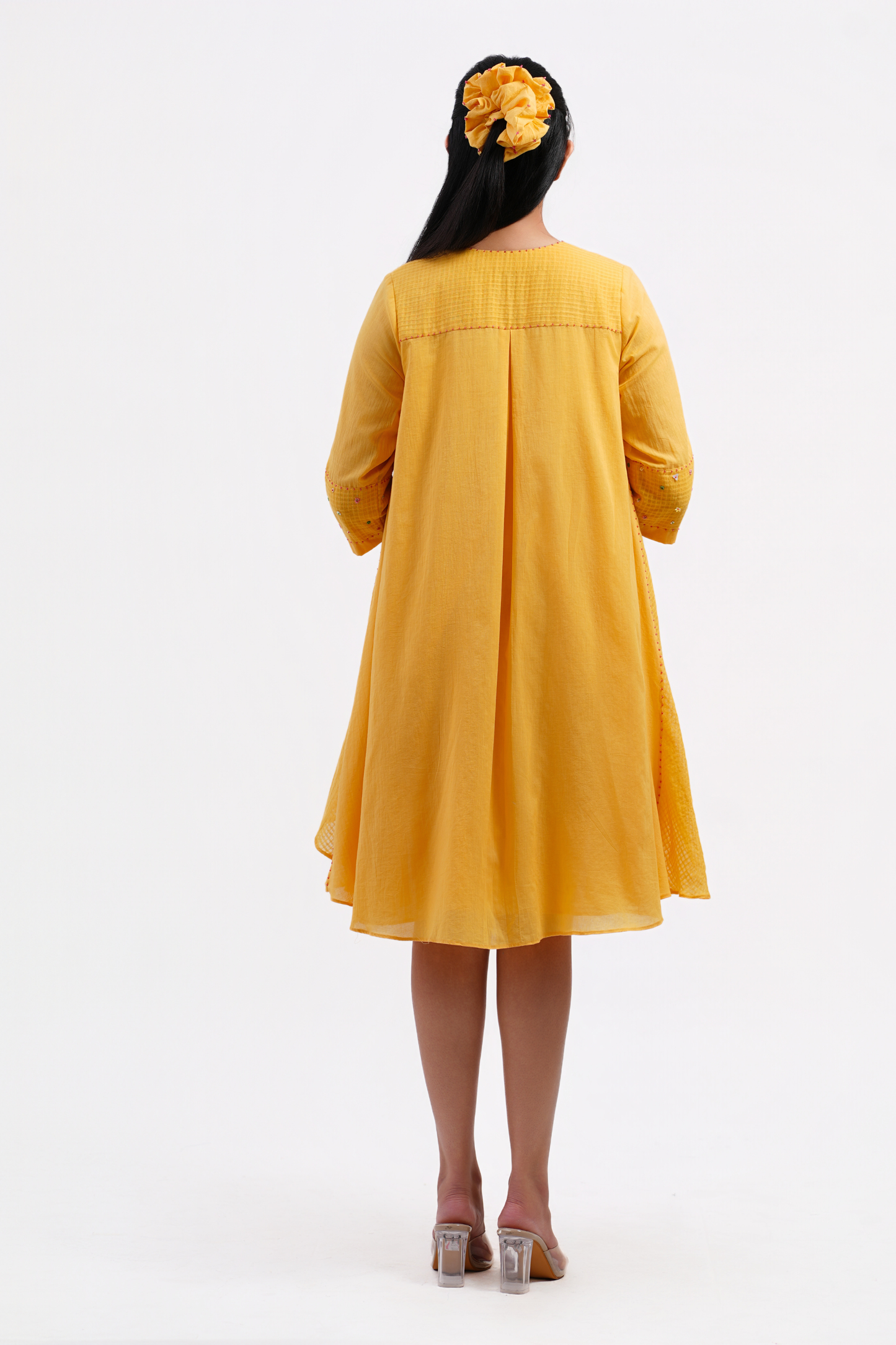 Forget Me Not Pure Mulmul Dress (Yellow)