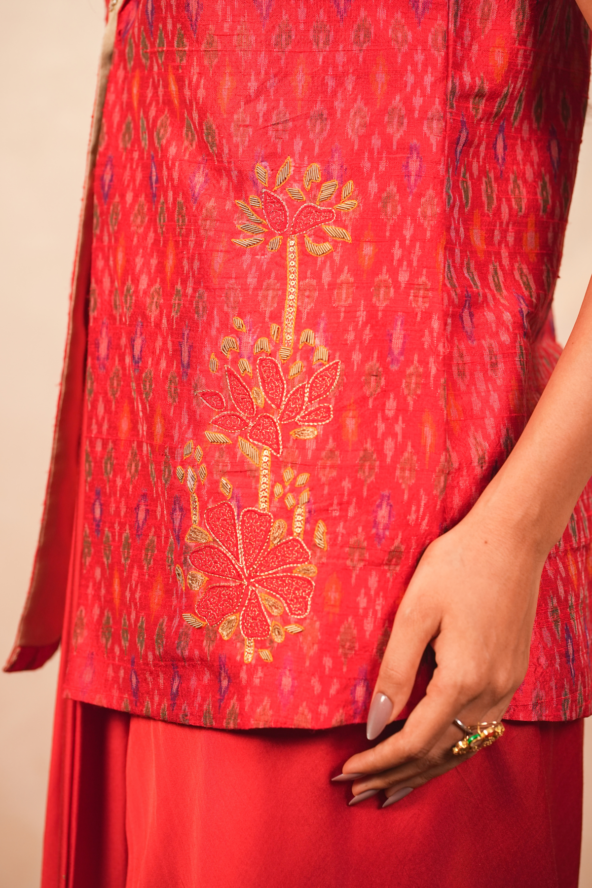 Parijaat Ikat Jacket (Red)
