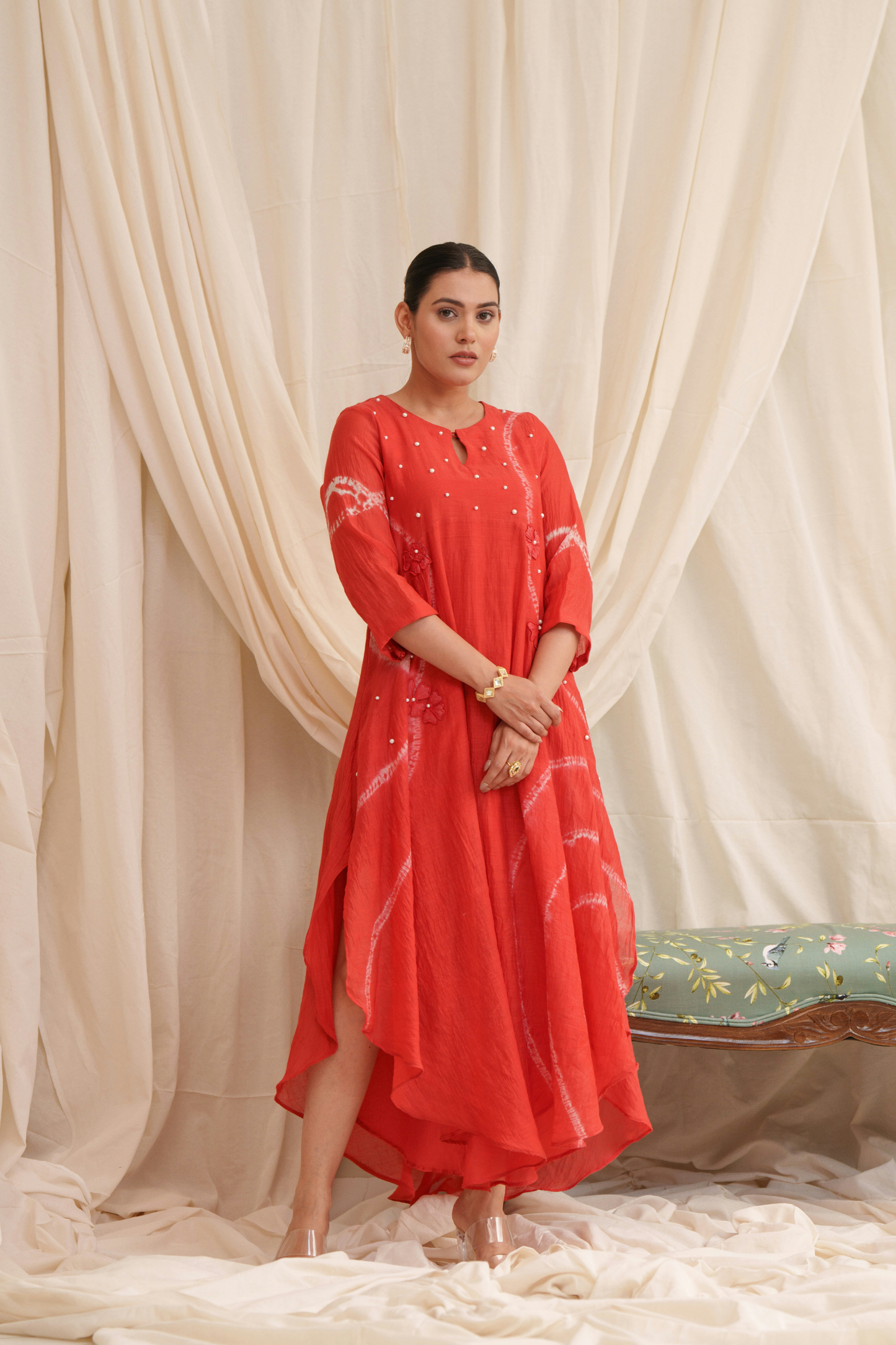 Lyrical (Red) Mul Chanderi Dress
