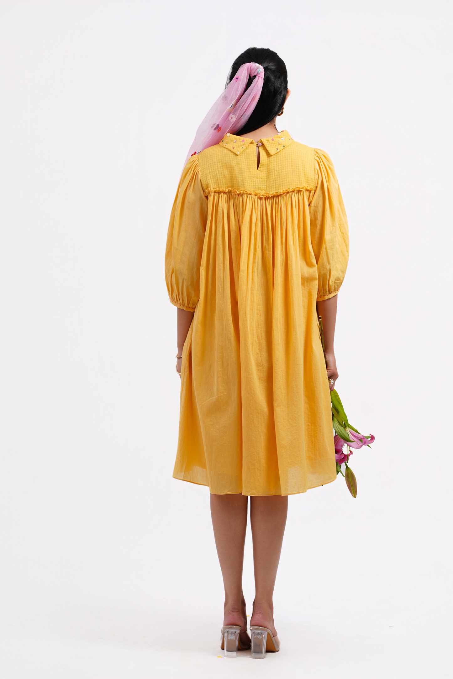 Buttercup Pure Mulmul Dress (Yellow)