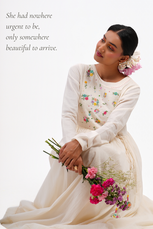Snowdrop Pure Mulmul Dress (Ivory)
