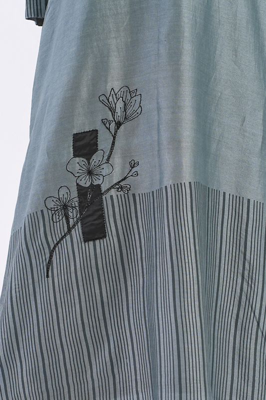 Monologue Handloom Chanderi Kurta (Slate Blue)