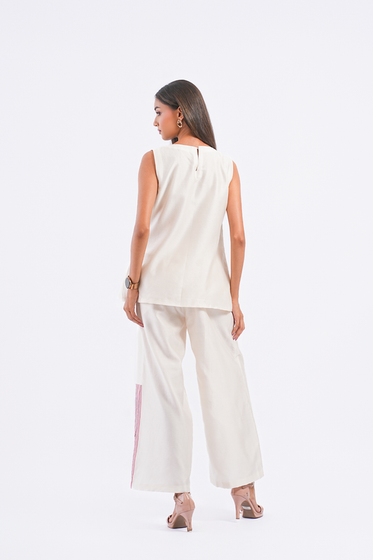 Footnote Handloom Chanderi Pants (Ivory)