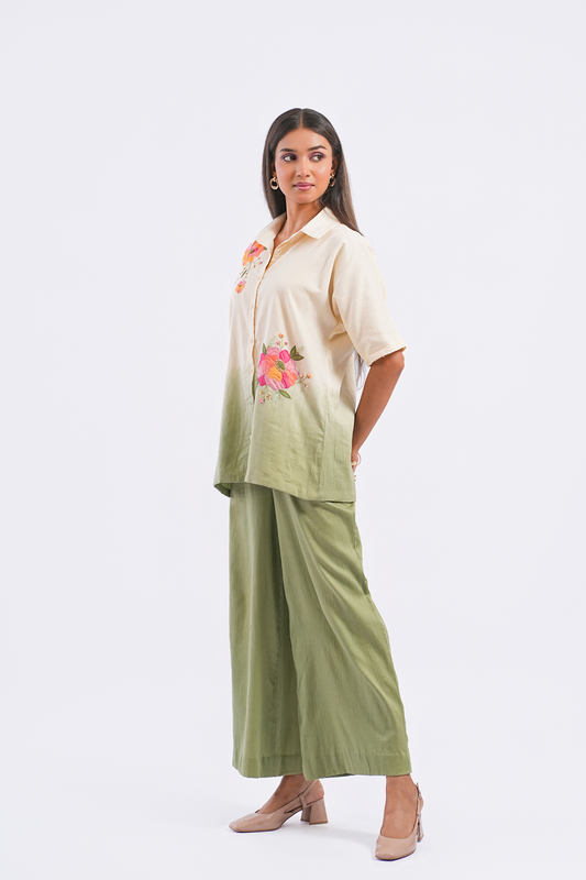 Olive Pure Mulmul Co-Ord Set