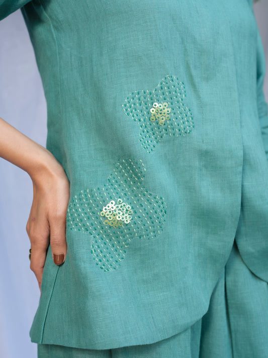 Matcha Pure Linen Co-Ord Set (Green)