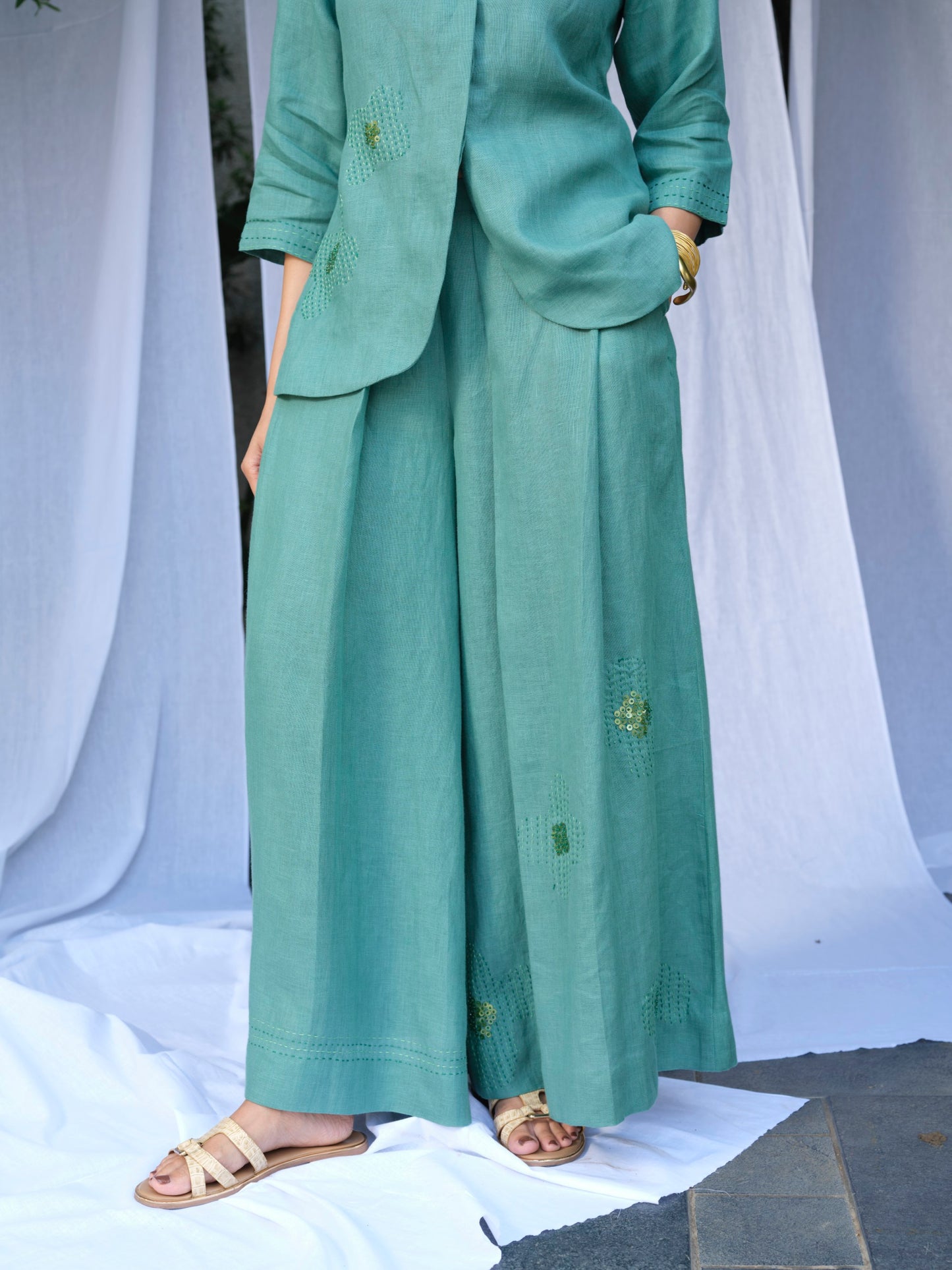 Matcha Pure Linen Co-Ord Set (Green)