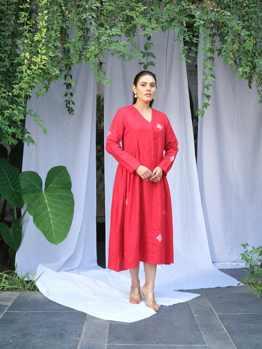 Scarlet Pure Linen Dress