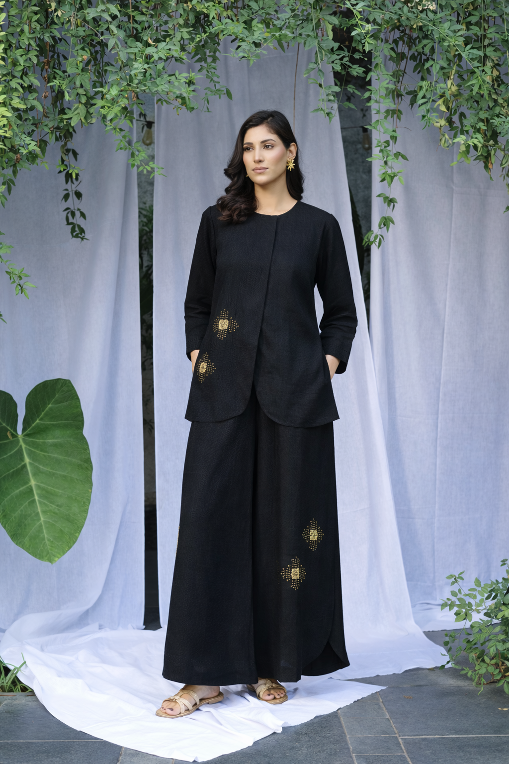 Matcha Pure Linen Co-Ord Set (Black)