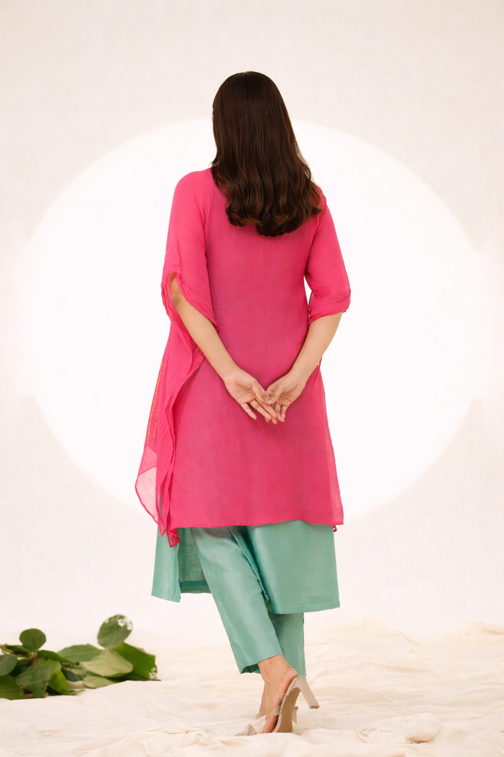 Pink Ivy Pure Chanderi Kurta (Curve-friendly)