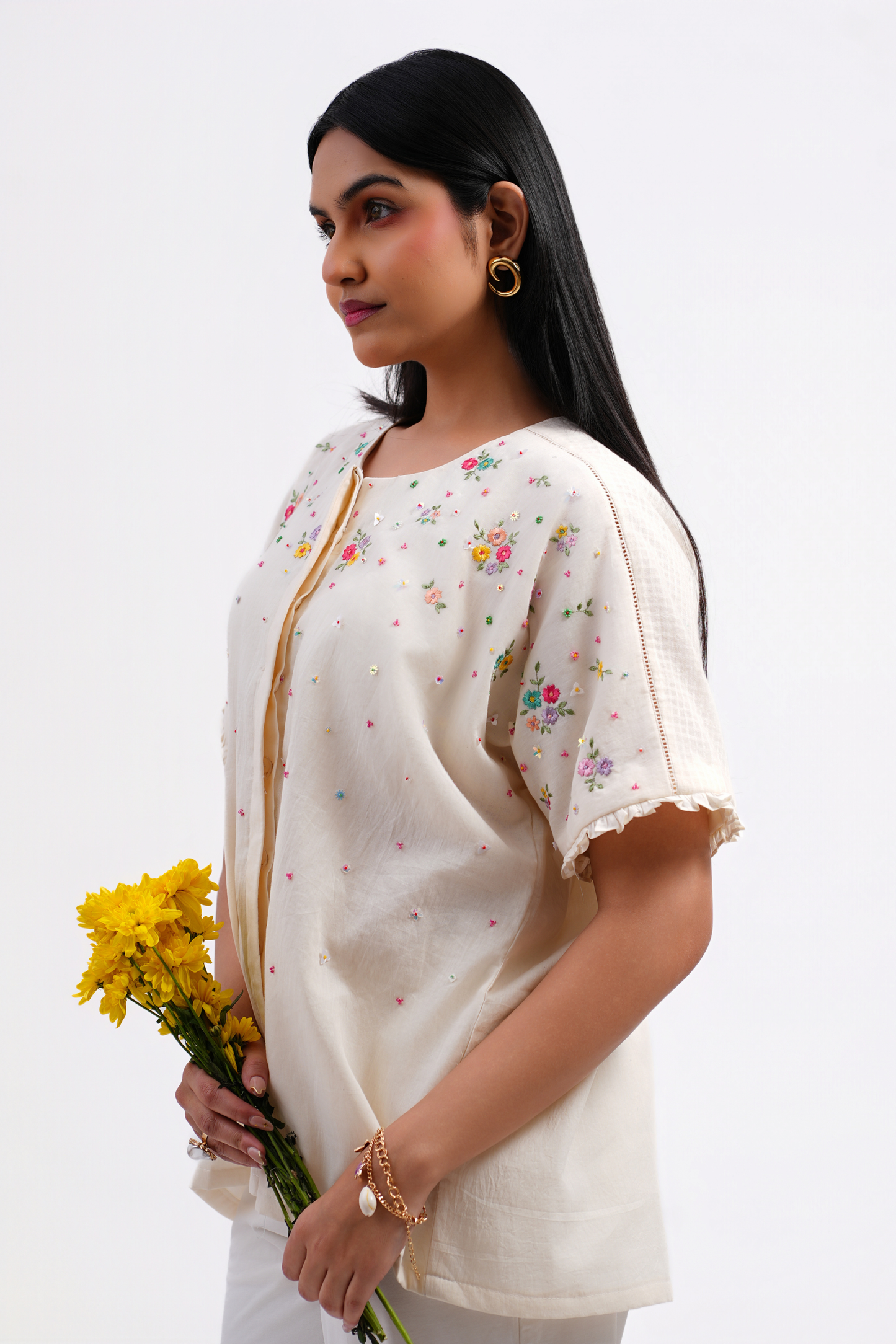 Bluebell Pure Mulmul Top (Ivory)