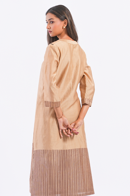 Monologue Handloom Chanderi Kurta (Sand)