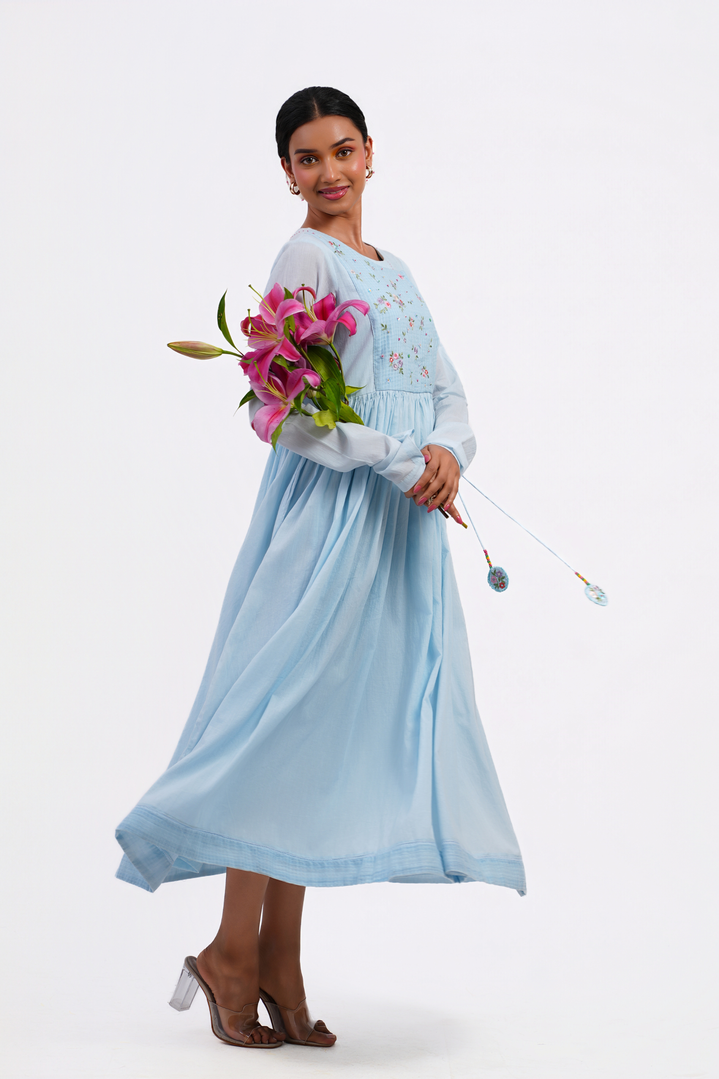 Snowdrop Pure Mulmul Dress (Blue)