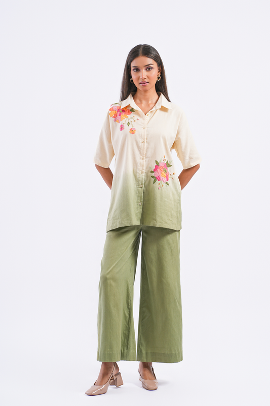 Olive Pure Mulmul Co-Ord Set