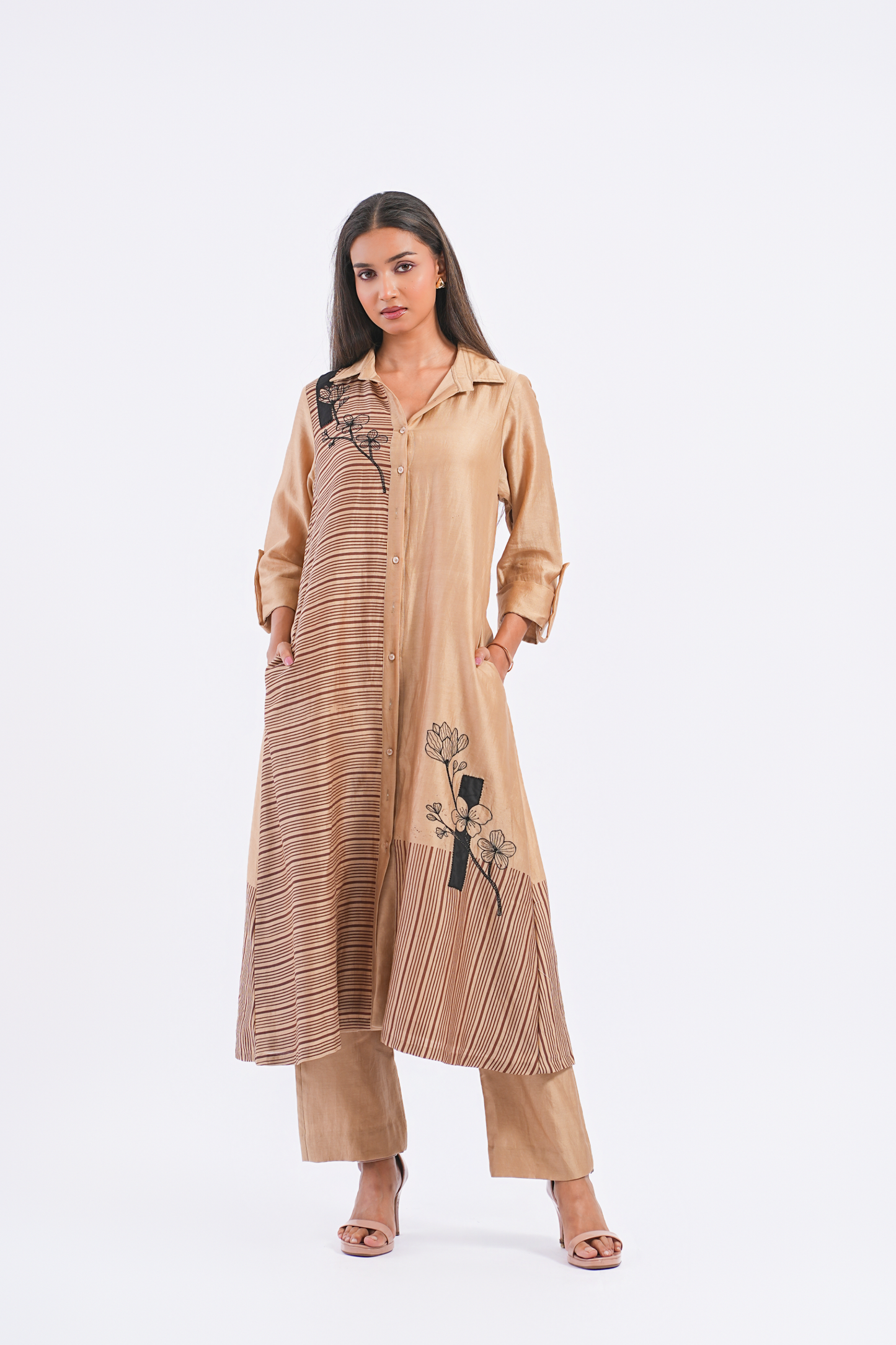 Epilogue Handloom Chanderi Kurta (Sand)