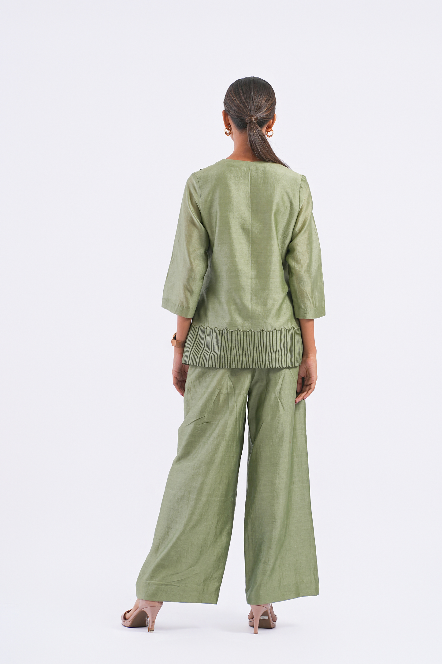 Quote Handloom Chanderi Pants (Sage)