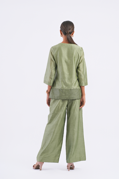 Quote Handloom Chanderi Pants (Sage)