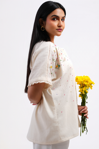 Bluebell Pure Mulmul Top (Ivory)