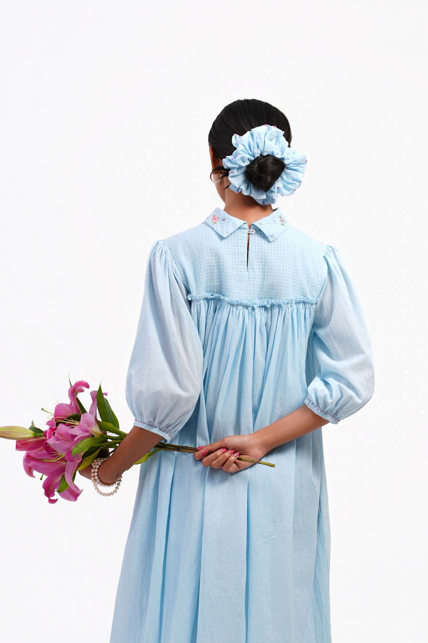 Buttercup Pure Mulmul Dress (Blue)