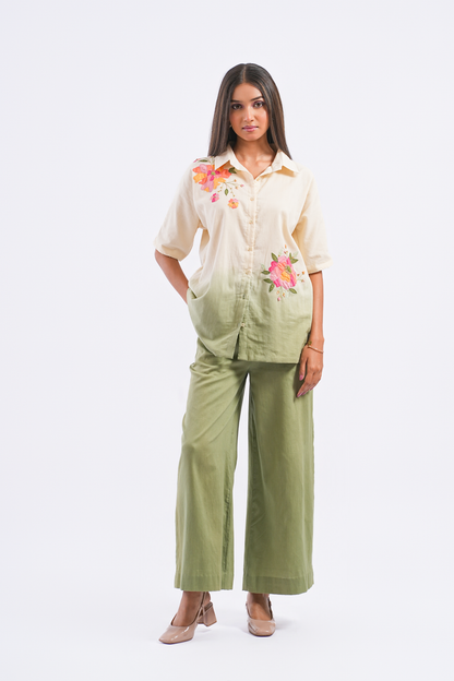 Olive Pure Mulmul Co-Ord Set