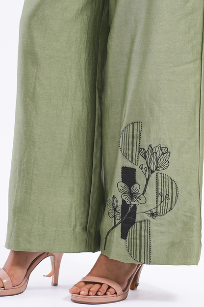 Quote Handloom Chanderi Pants (Sage)