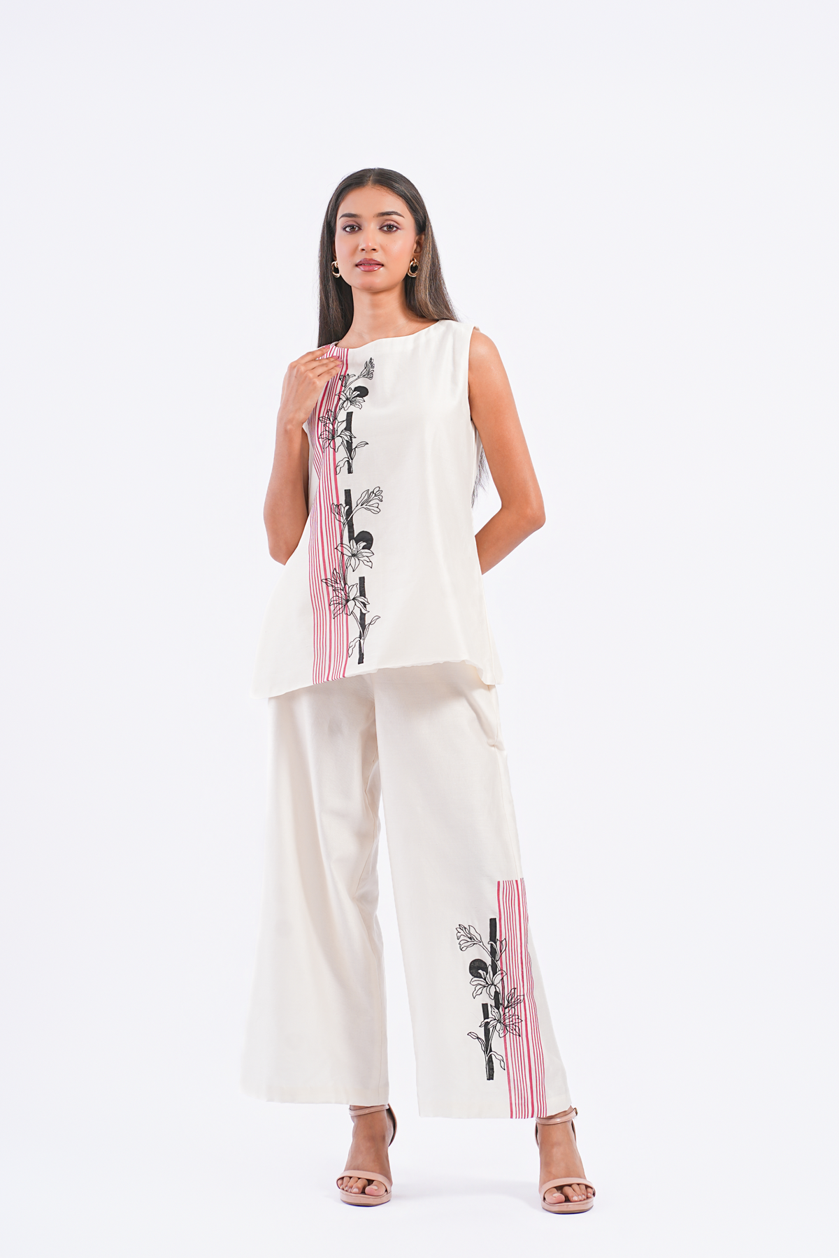 Footnote Handloom Chanderi Co-Ord Set (Ivory)