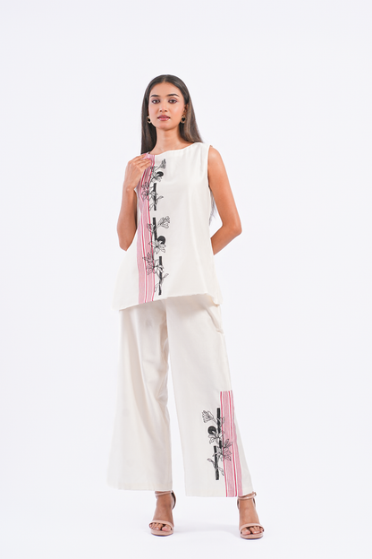 Footnote Handloom Chanderi Co-Ord Set (Ivory)