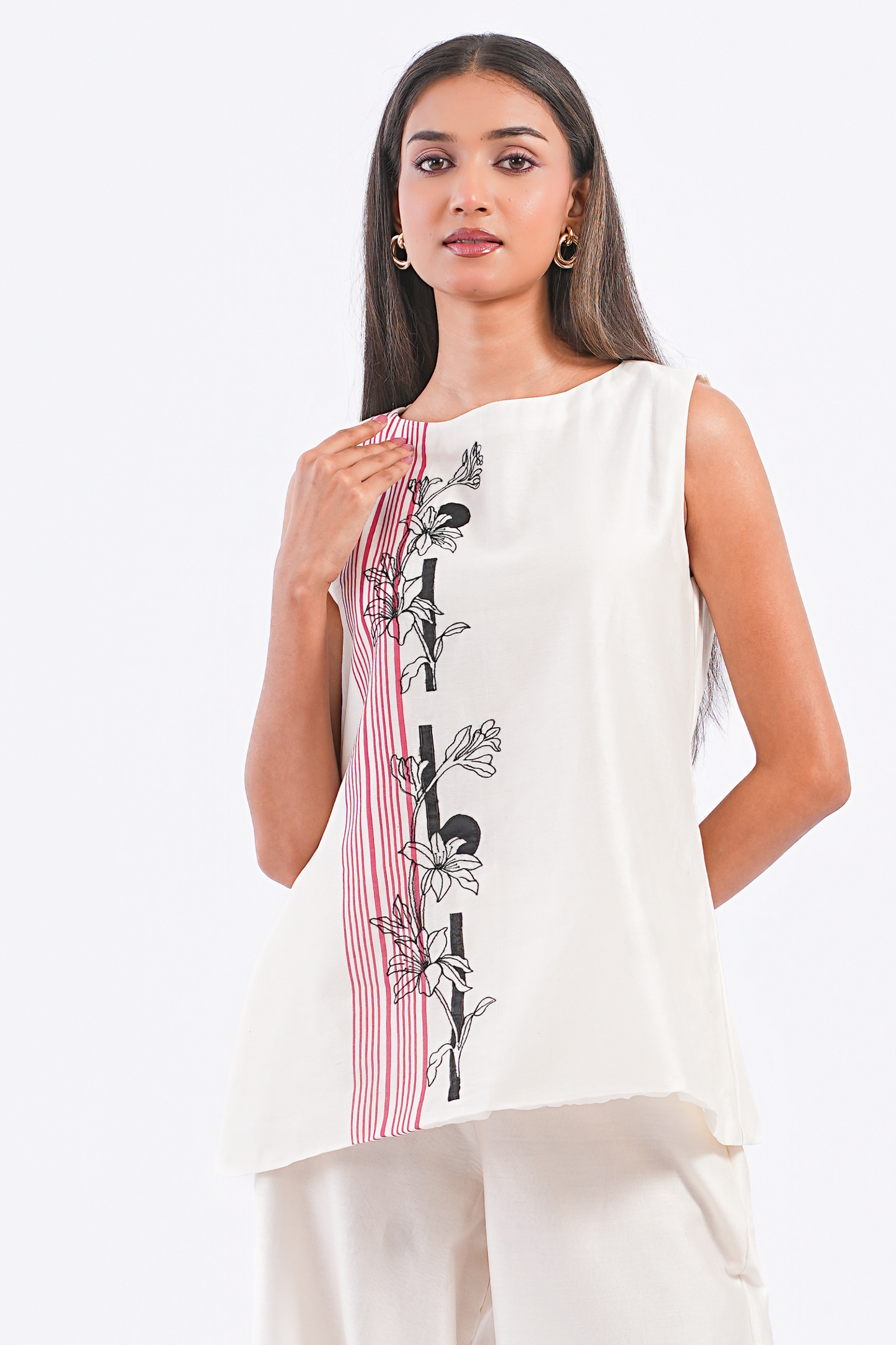 Footnote Handloom Chanderi Top (Ivory)