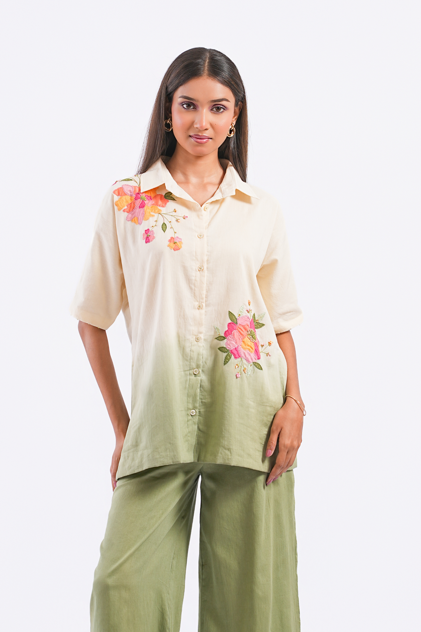 Olive Pure Mulmul Co-Ord Set