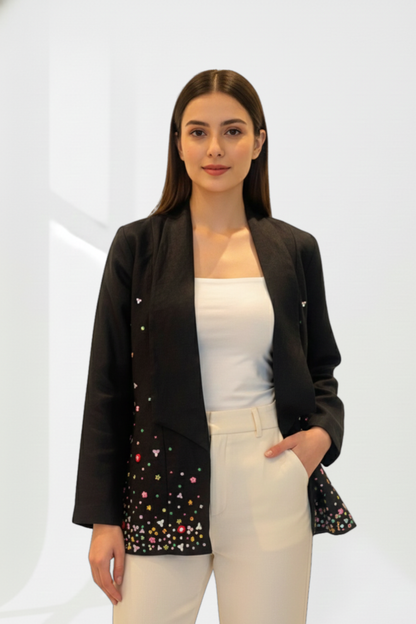 Black Pure Linen Jacket