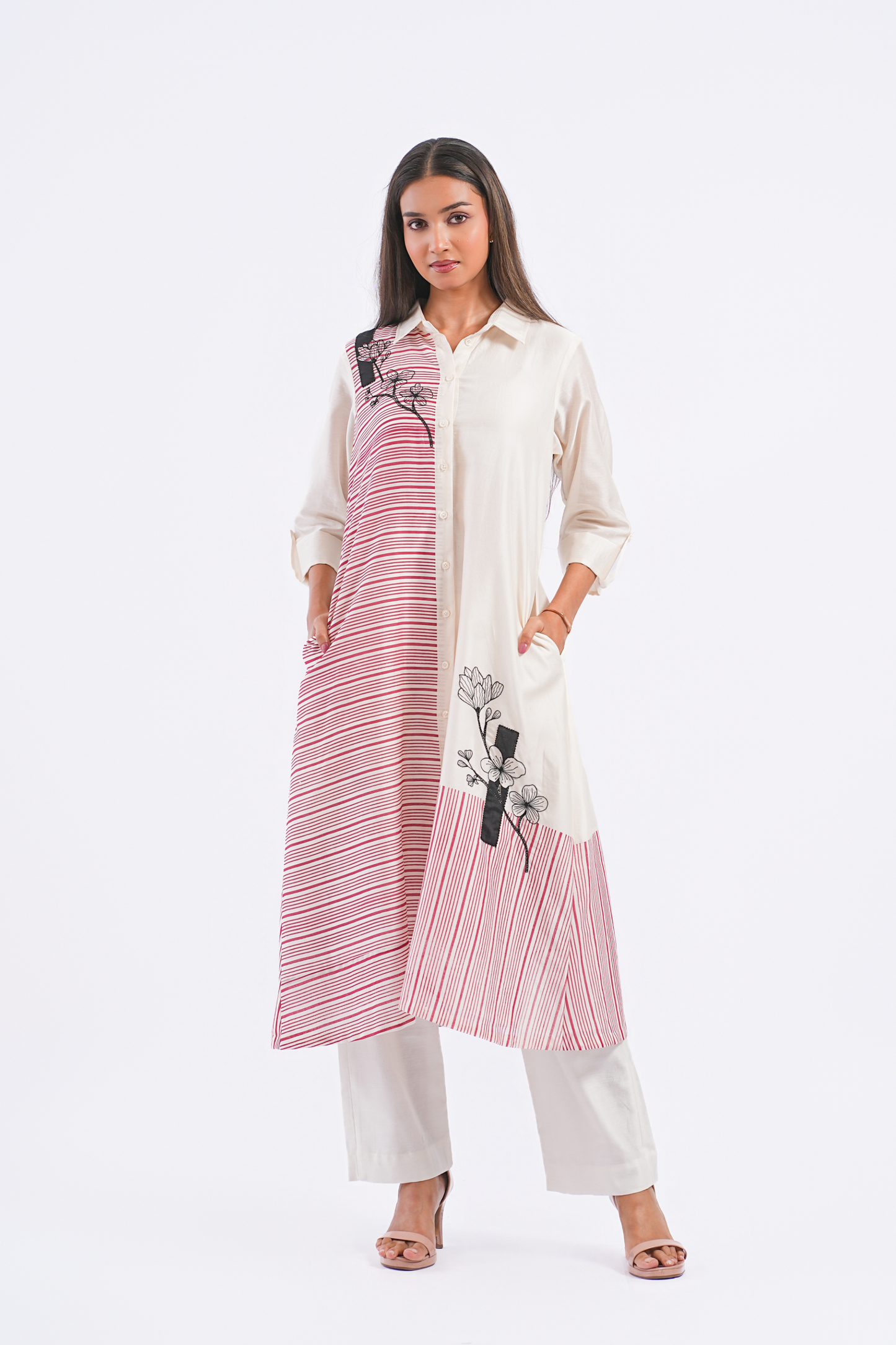 Epilogue Handloom Chanderi Kurta (Ivory)