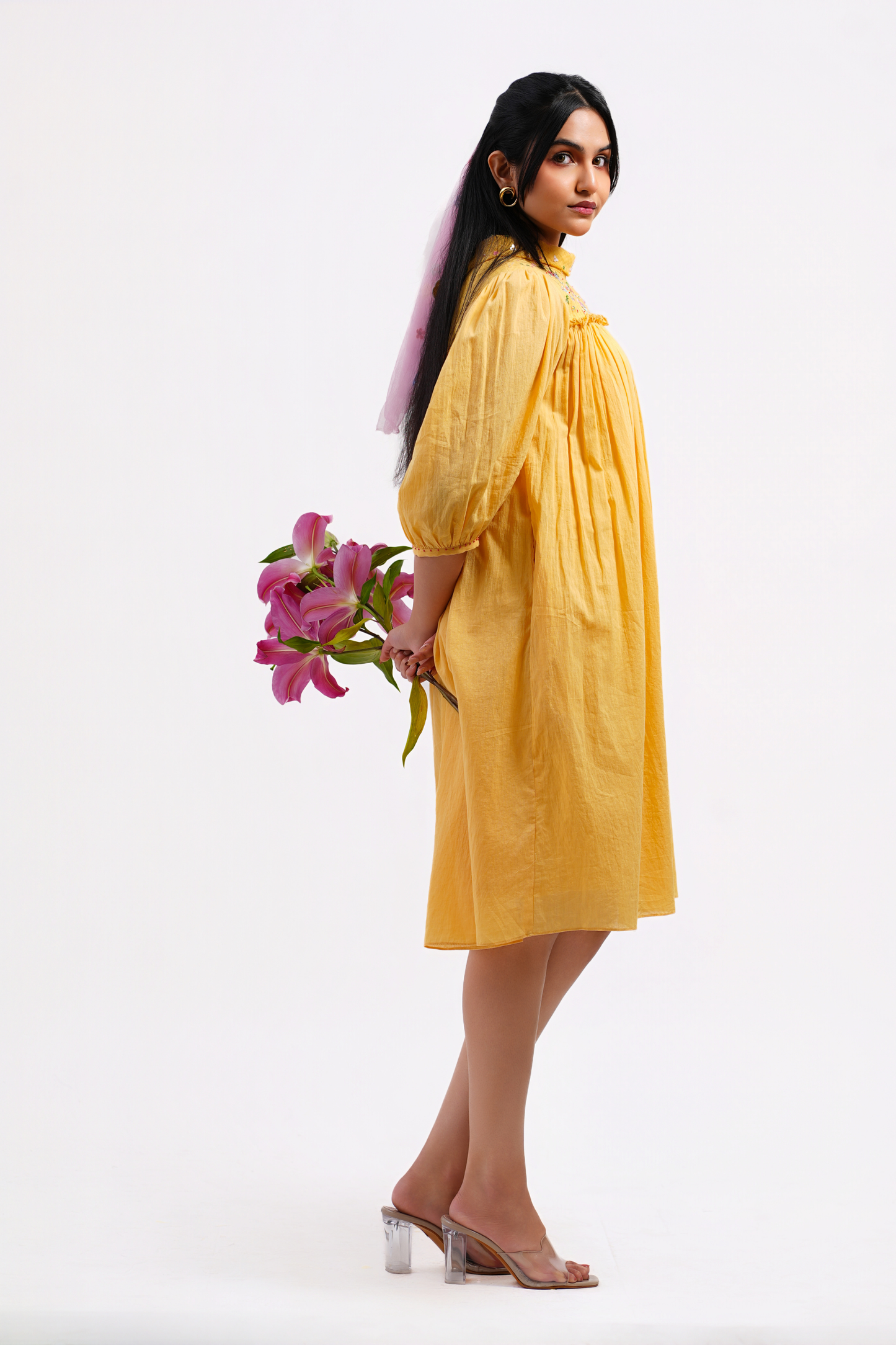 Buttercup Pure Mulmul Dress (Yellow)