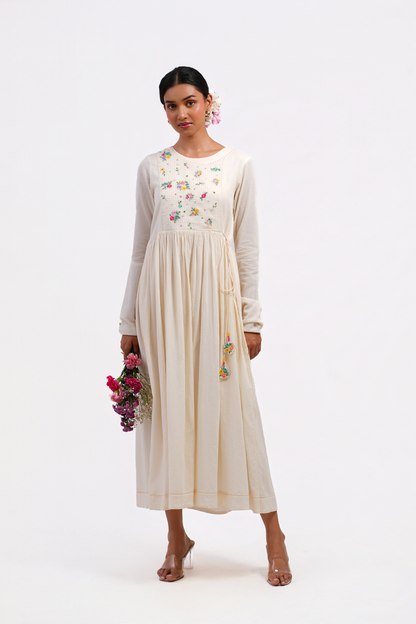 Snowdrop Pure Mulmul Dress (Ivory)