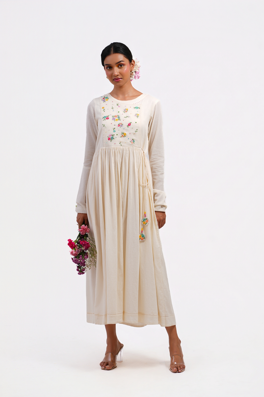 Snowdrop Pure Mulmul Dress (Ivory)