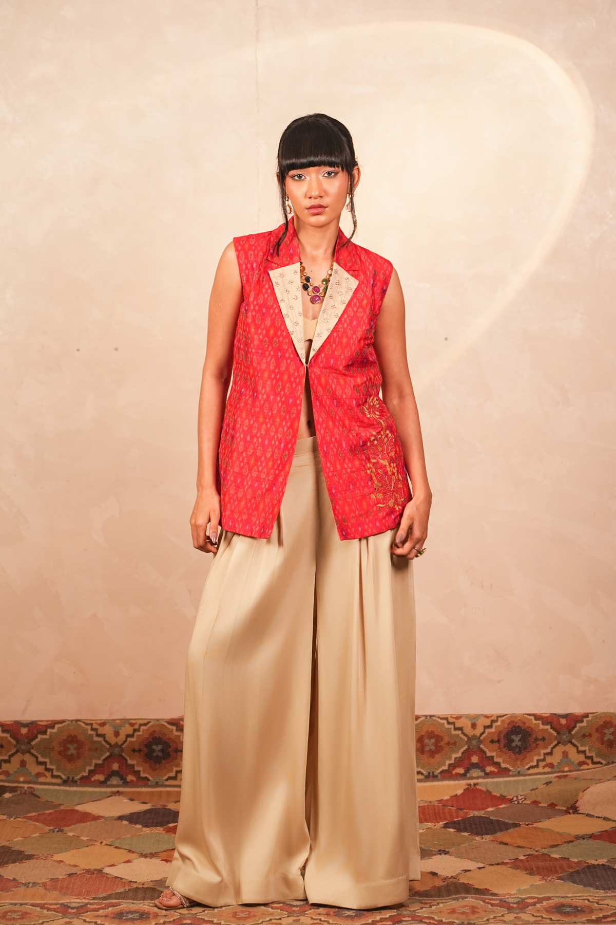 Parijaat Ikat Jacket (Red)