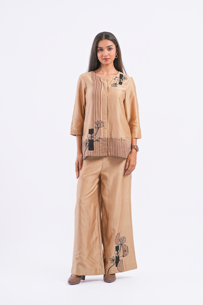 Quote Handloom Chanderi Pants (Sand)