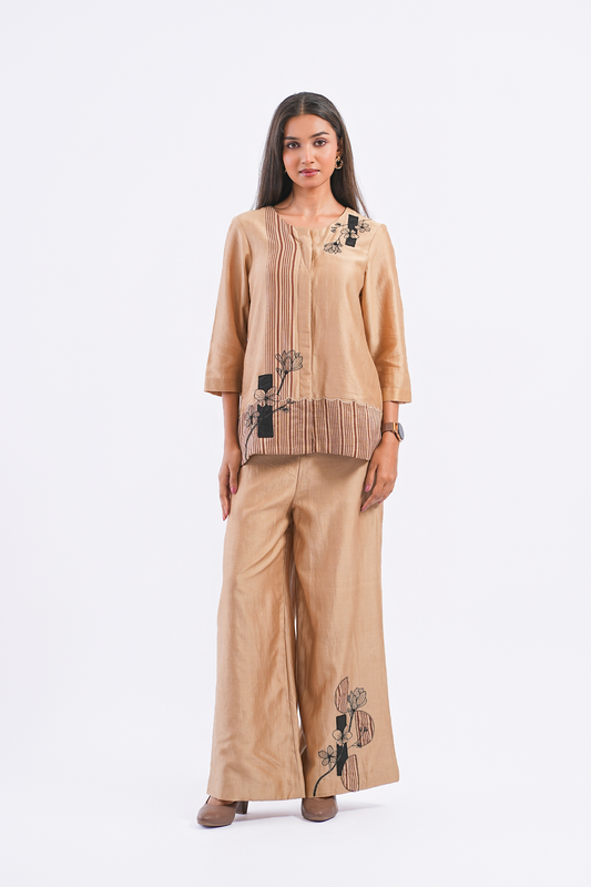 Quote Handloom Chanderi Pants (Sand)