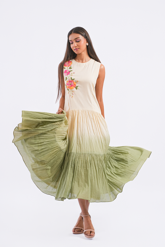 Pistachio Pure Mulmul Dress