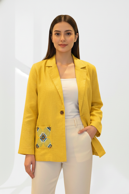 Yellow Pure Linen Jacket