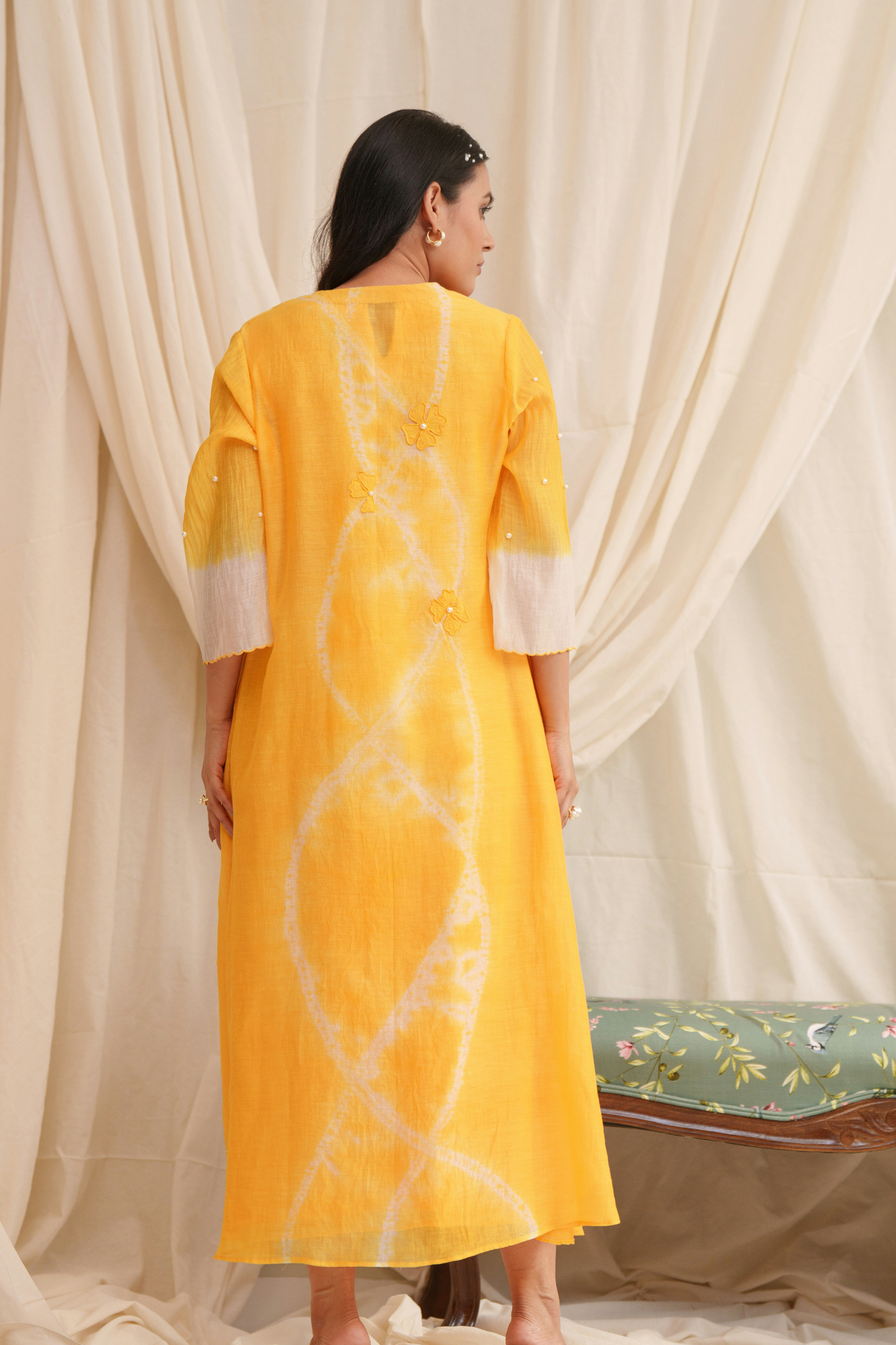Haiku (Yellow) Mul Chanderi Dress