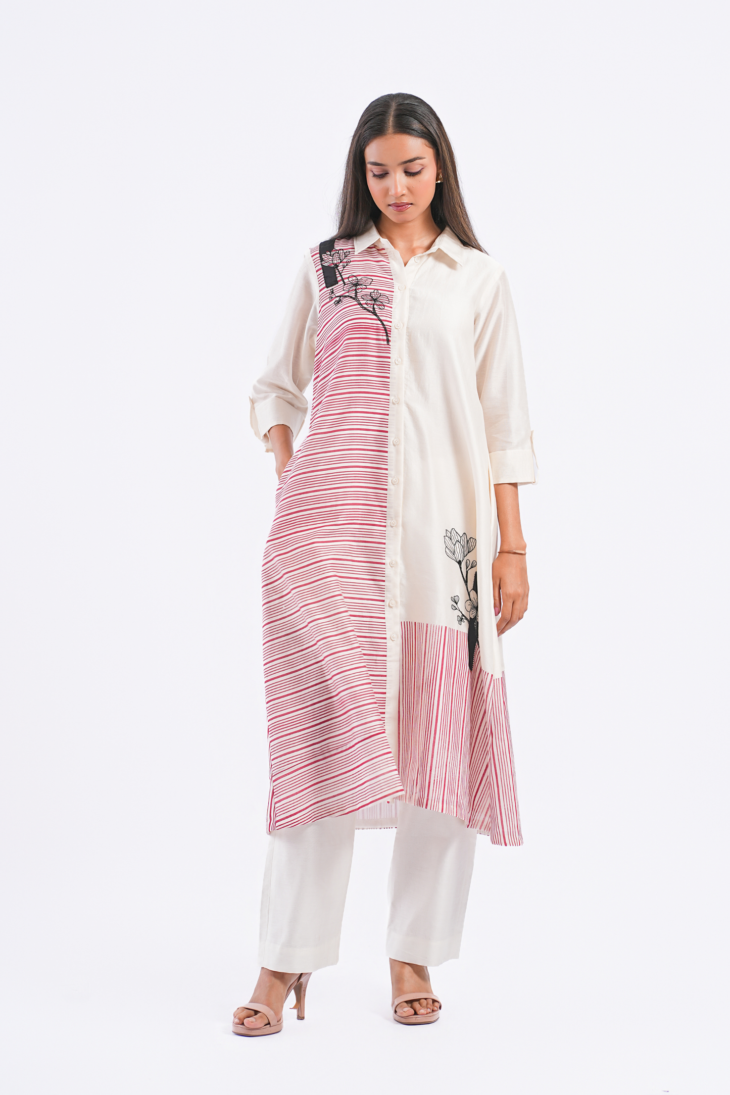 Epilogue Handloom Chanderi Kurta (Ivory)