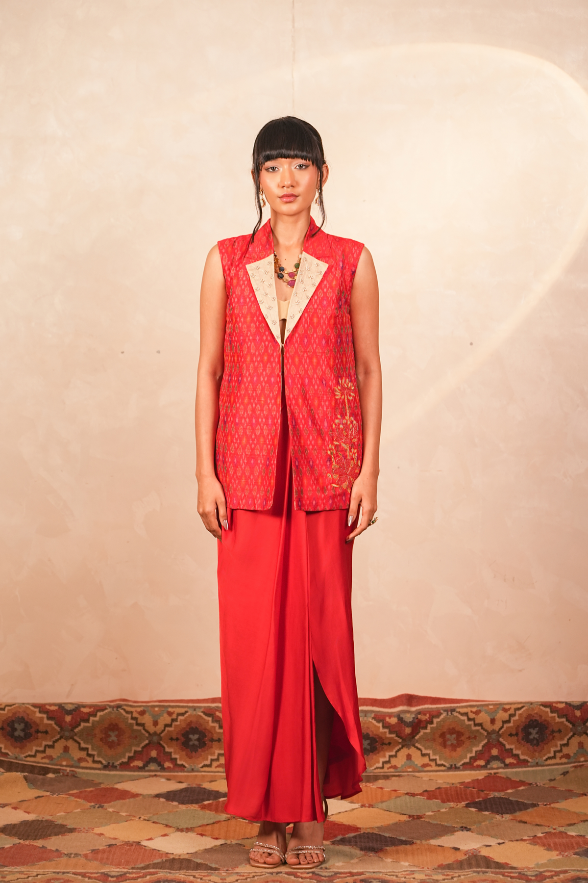 Parijaat Ikat Jacket (Red)