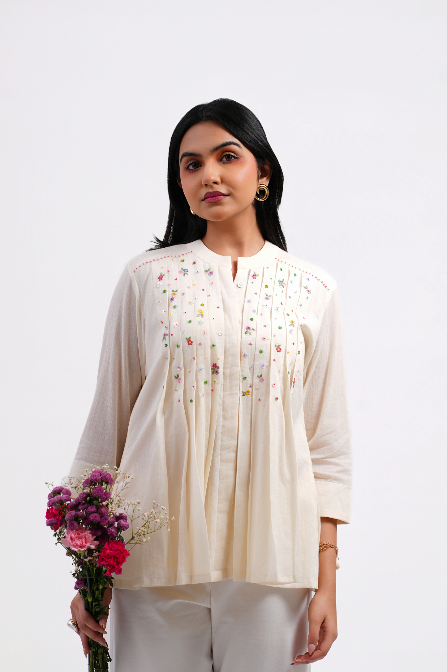 Daisy Pure Mulmul Top (Ivory)