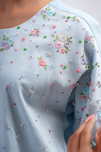 Bluebell Pure Mulmul Top (Blue)