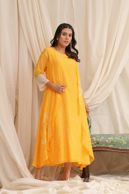 Haiku (Yellow) Mul Chanderi Dress