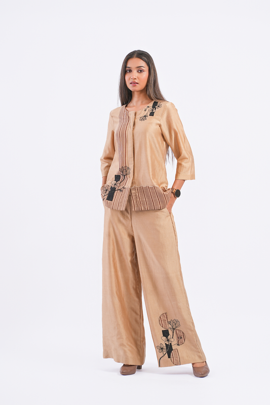 Quote Handloom Chanderi Co-Ord Set (Sand)