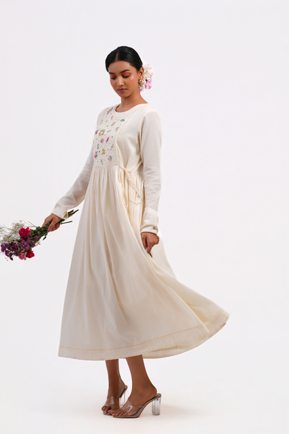 Snowdrop Pure Mulmul Dress (Ivory)