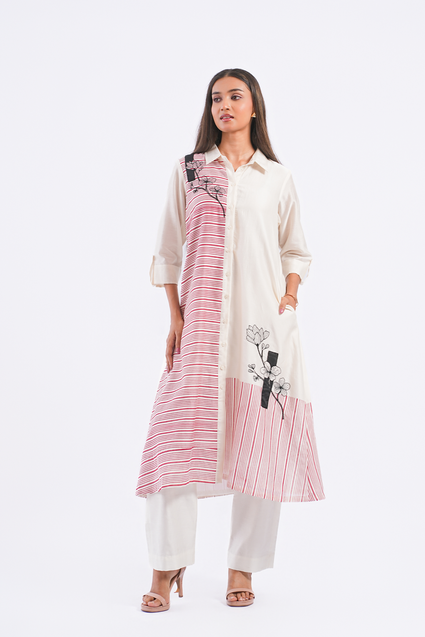 Epilogue Handloom Chanderi Kurta (Ivory)